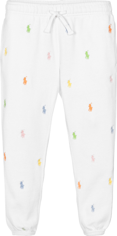 Polo Ralph Lauren White Cotton Multicoloured Polo Player Embroidered Logo Joggers 7 Years