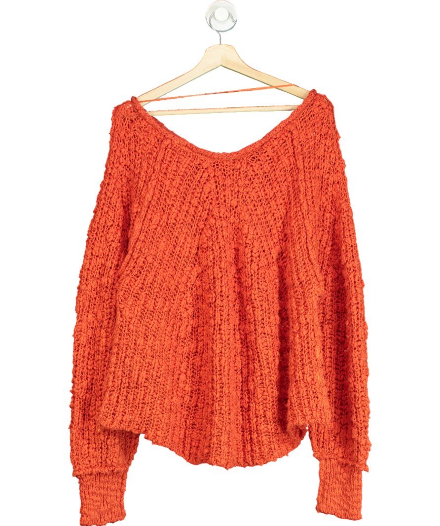 Free People Orange In A Swirl boucle knit Jumper UK M
