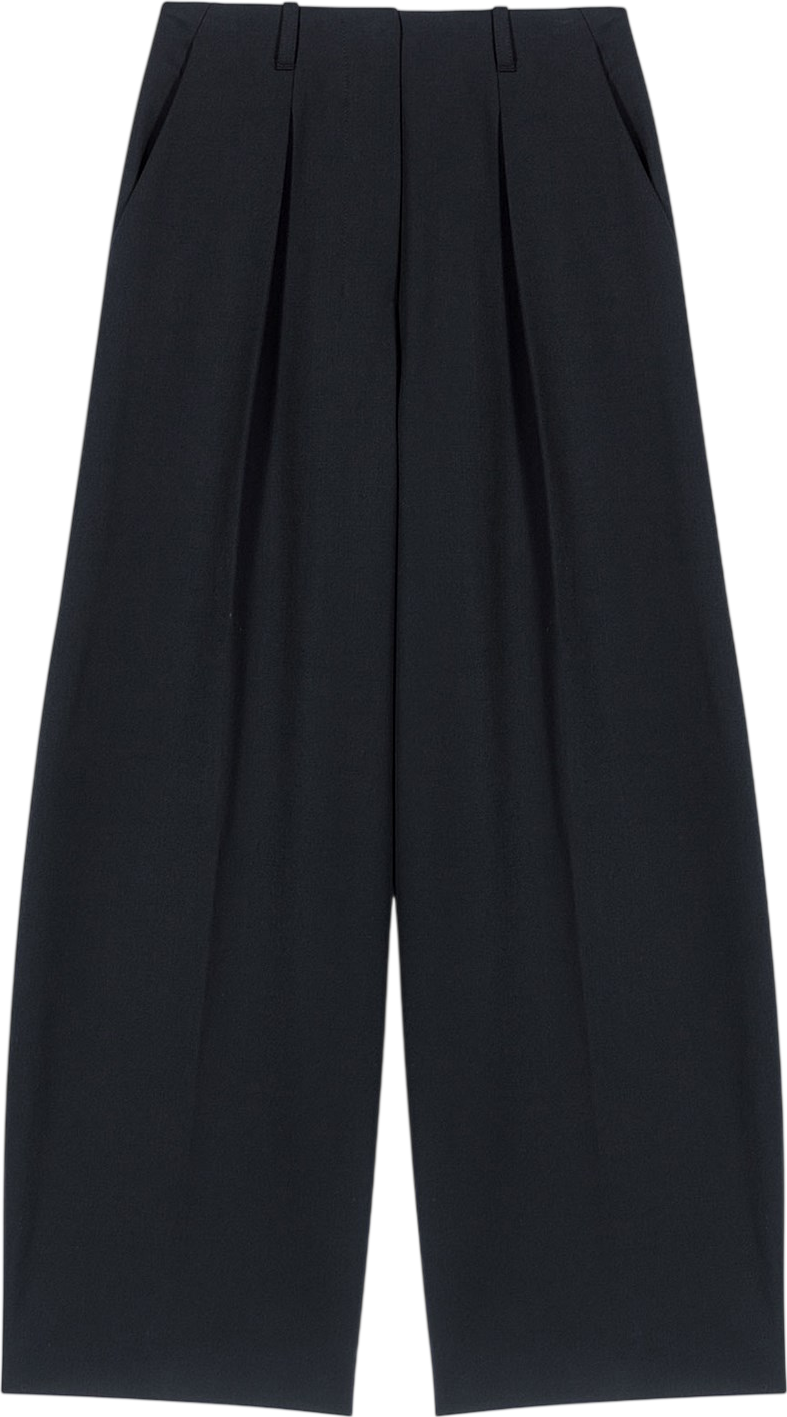 MAJE Black Pistido Double Pleated High Waist Wide Leg Trouser Fr38 UK 10