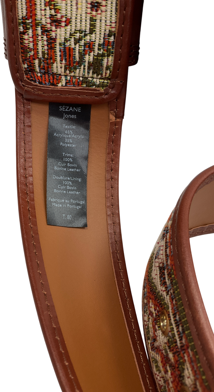 Sezane Brown Textured JONES Belt One Size