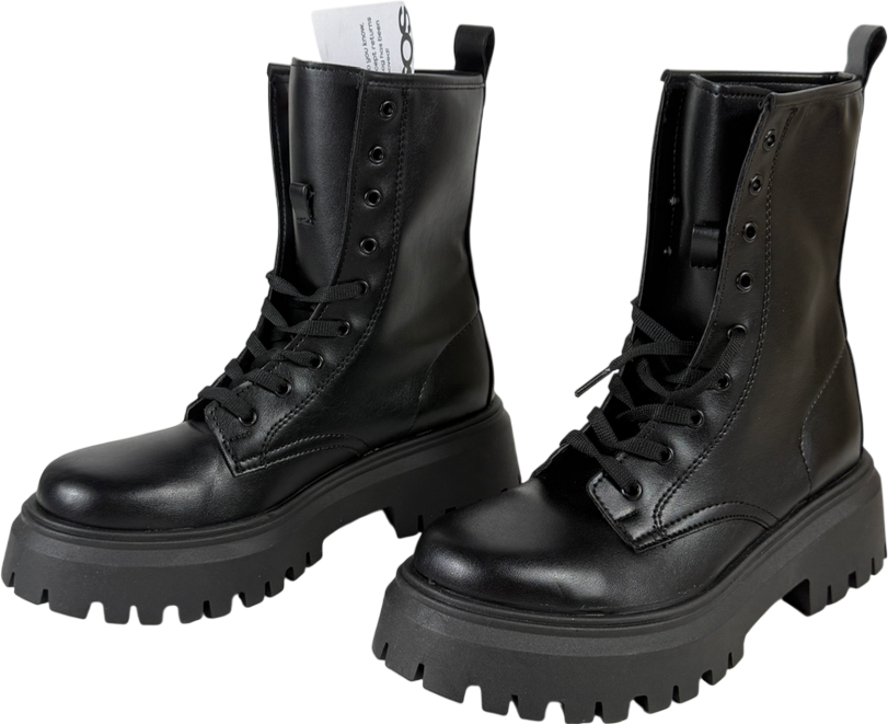 ASOS Black Ava Lace Up Flat Boots UK 5 EU 38