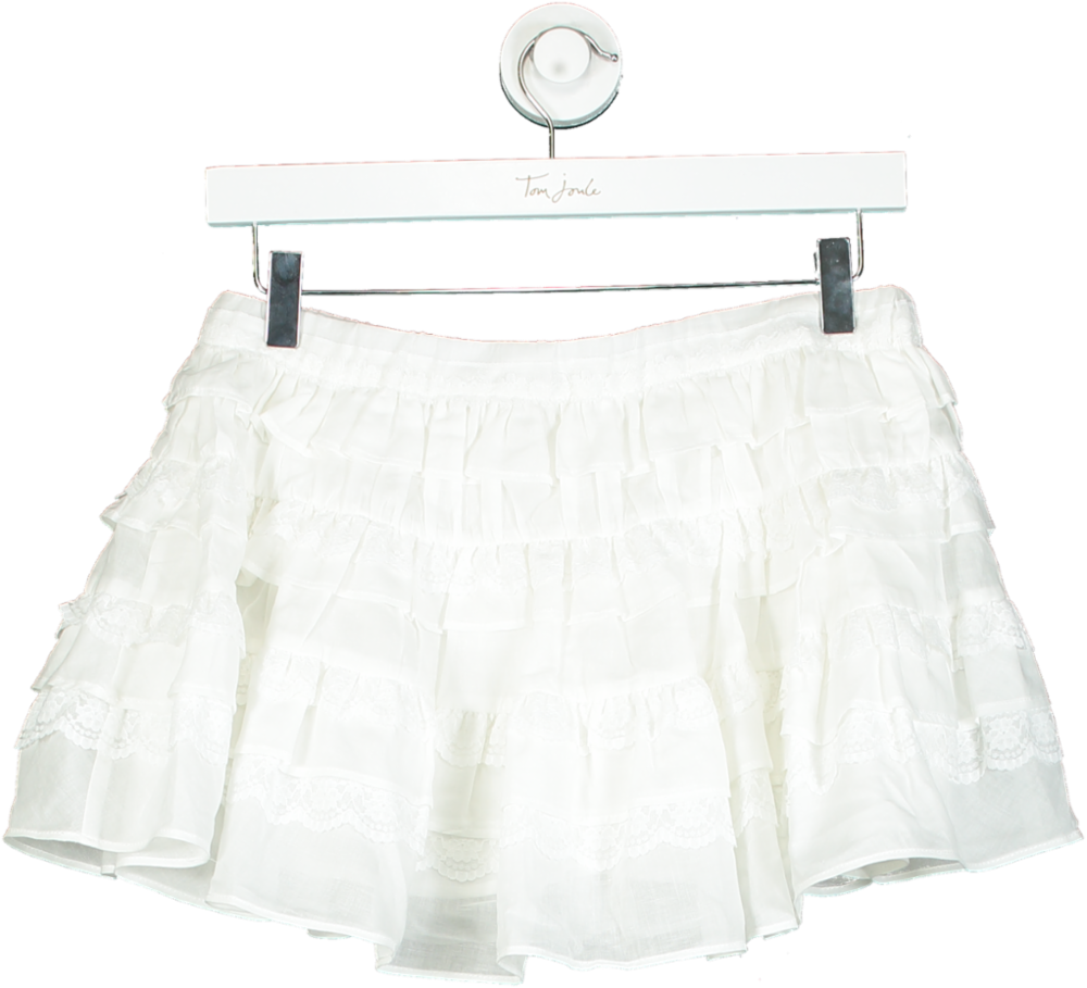 Majorelle White Ruffled Mini Skirt UK XS