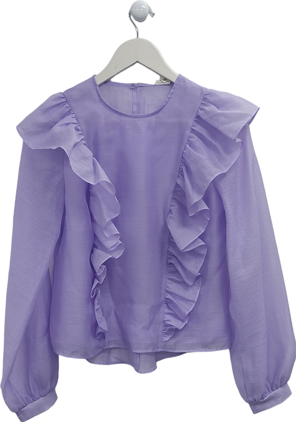 River Island Purple Sheer Ruffle Blouse UK 8