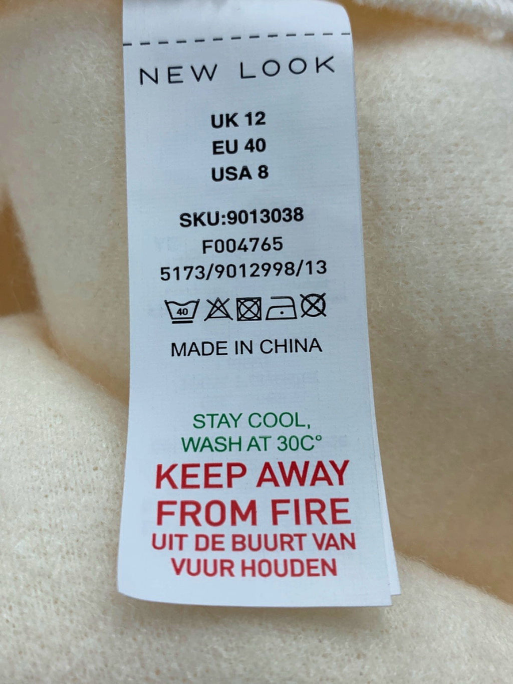 New Look Cream VDE Textured Zip Thu Jacket UK 12