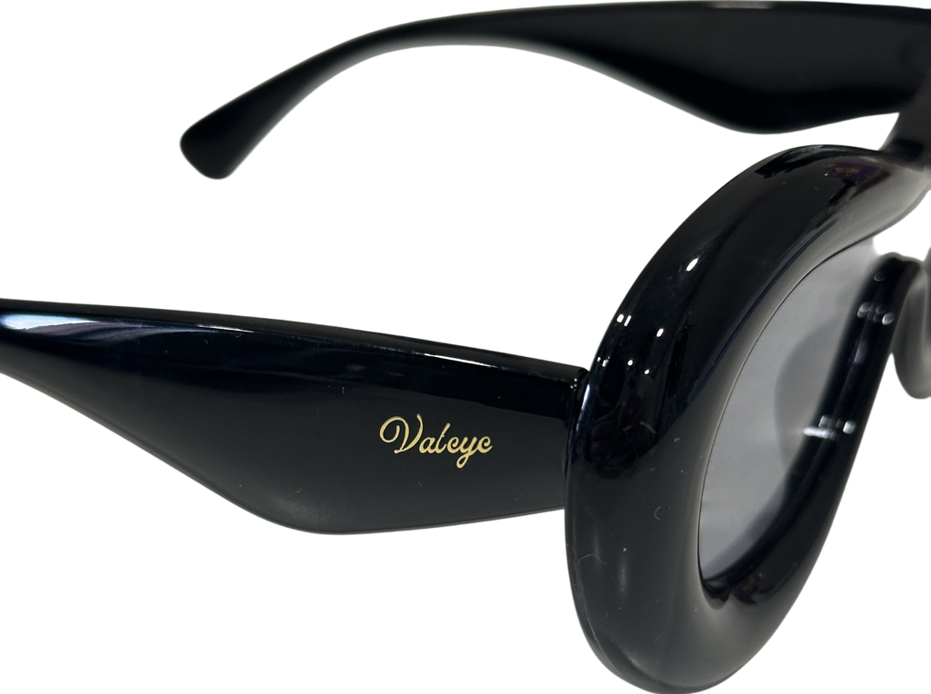 Valeye Black Round Thick-frame Sunglasses One Size