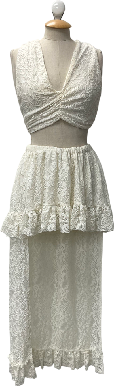 Zack White Lace Maxi Skirt & White Lace Top UK S/M