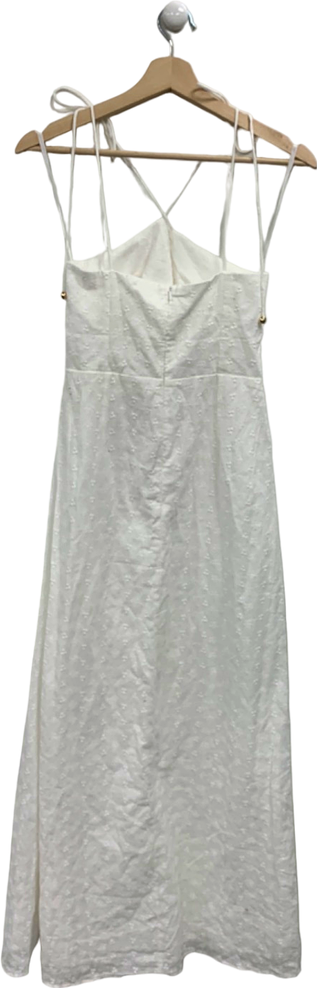 Indikah White Embroidered Sundress with Ruffle Detail UK 10