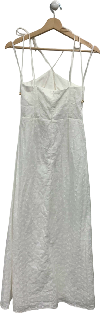 Indikah White Embroidered Sundress with Ruffle Detail UK 10