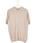Dan John Beige Ribbed Knit Short Sleeve Polo Shirt UK XXXL