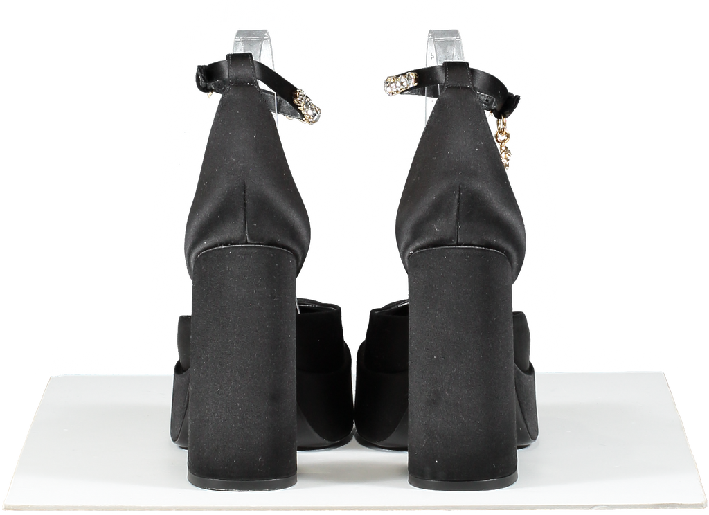 Versace Black Satin Medusa Aevitas Platform Pumps UK 5.5 EU 38.5 👠