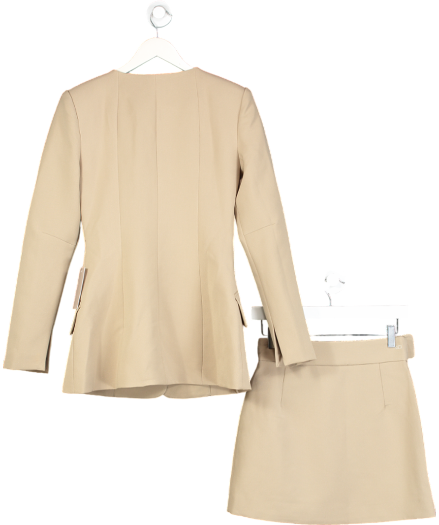OddMuse Beige The Ultimate Muse Tailored Jacket And Skirt Set UK S