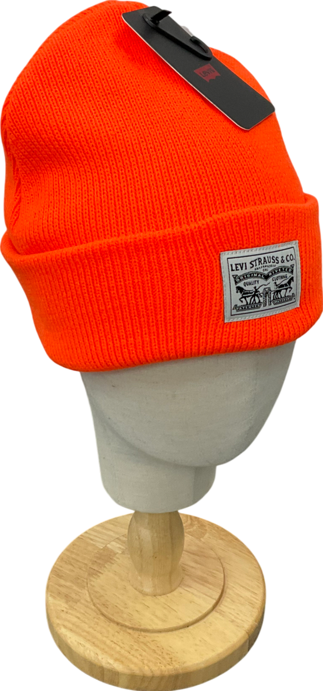 levis Orange Backpatch Cotton Beanie Hat One Size