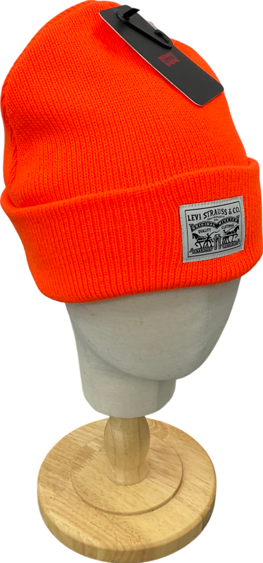 levis Orange Backpatch Cotton Beanie Hat One Size