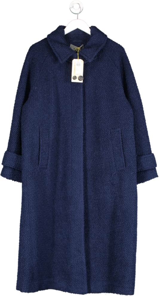 ANTHROPOLOGIE Blue Boucle Slouchy Coat UK 14