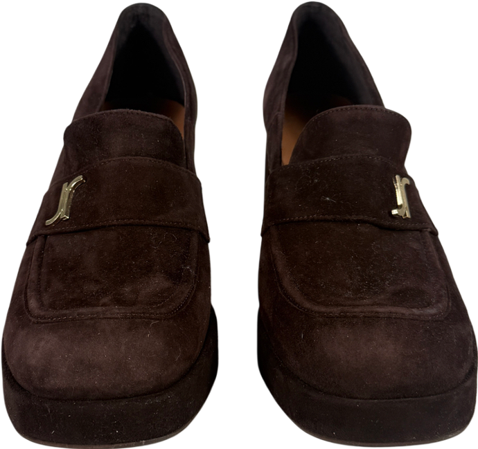 Jonak Heeled Loafers With Monogram In Dark Brown Velvet | Violon UK 5 EU 38 👠