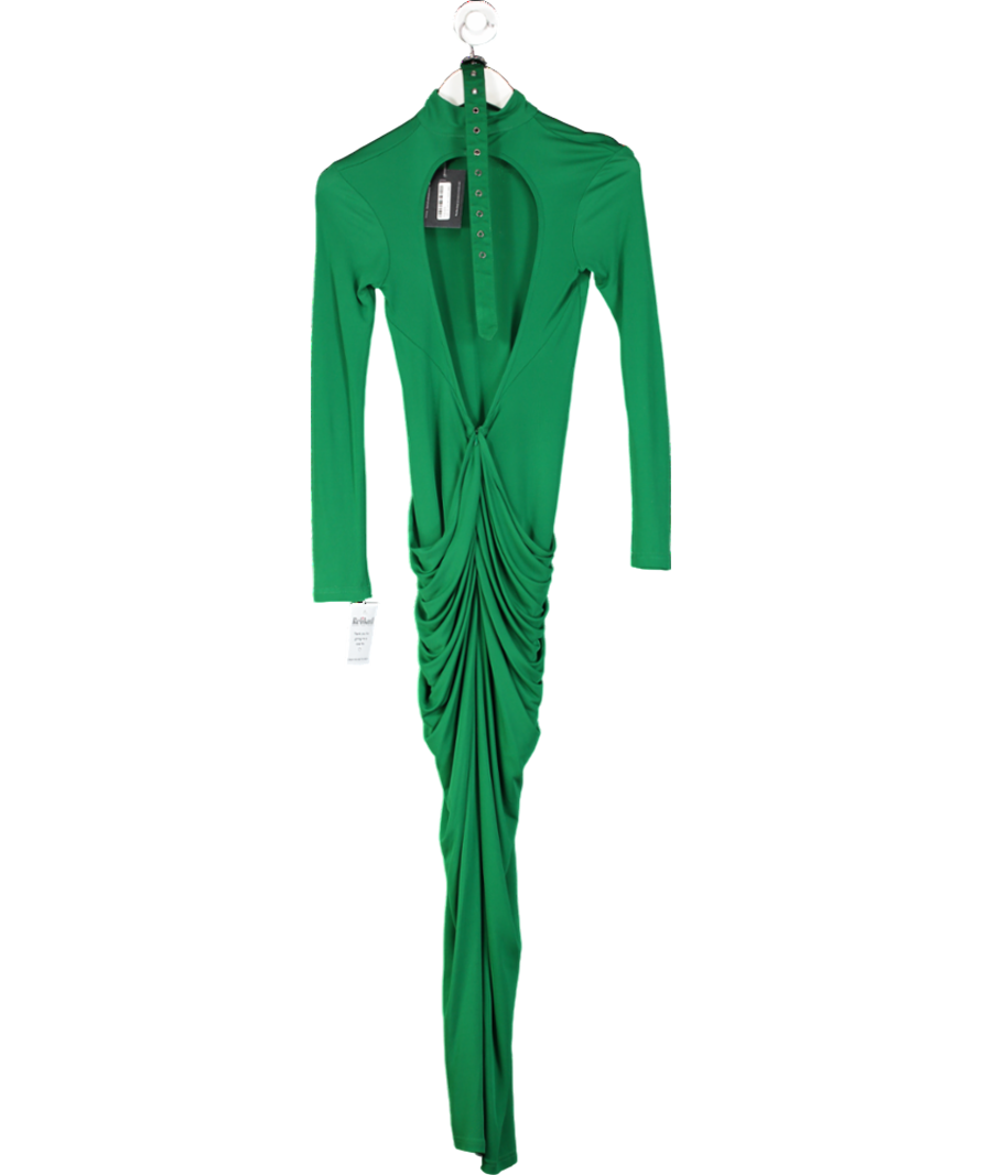 Karen Millen Green Petite Long Sleeve Open Back Drape Dress UK XS