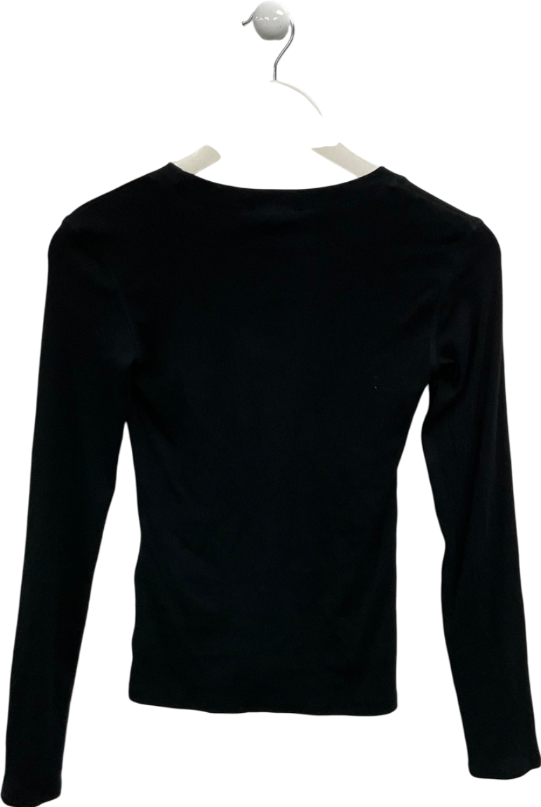 ZARA Black Long Sleeve Round Neck Top UK XS