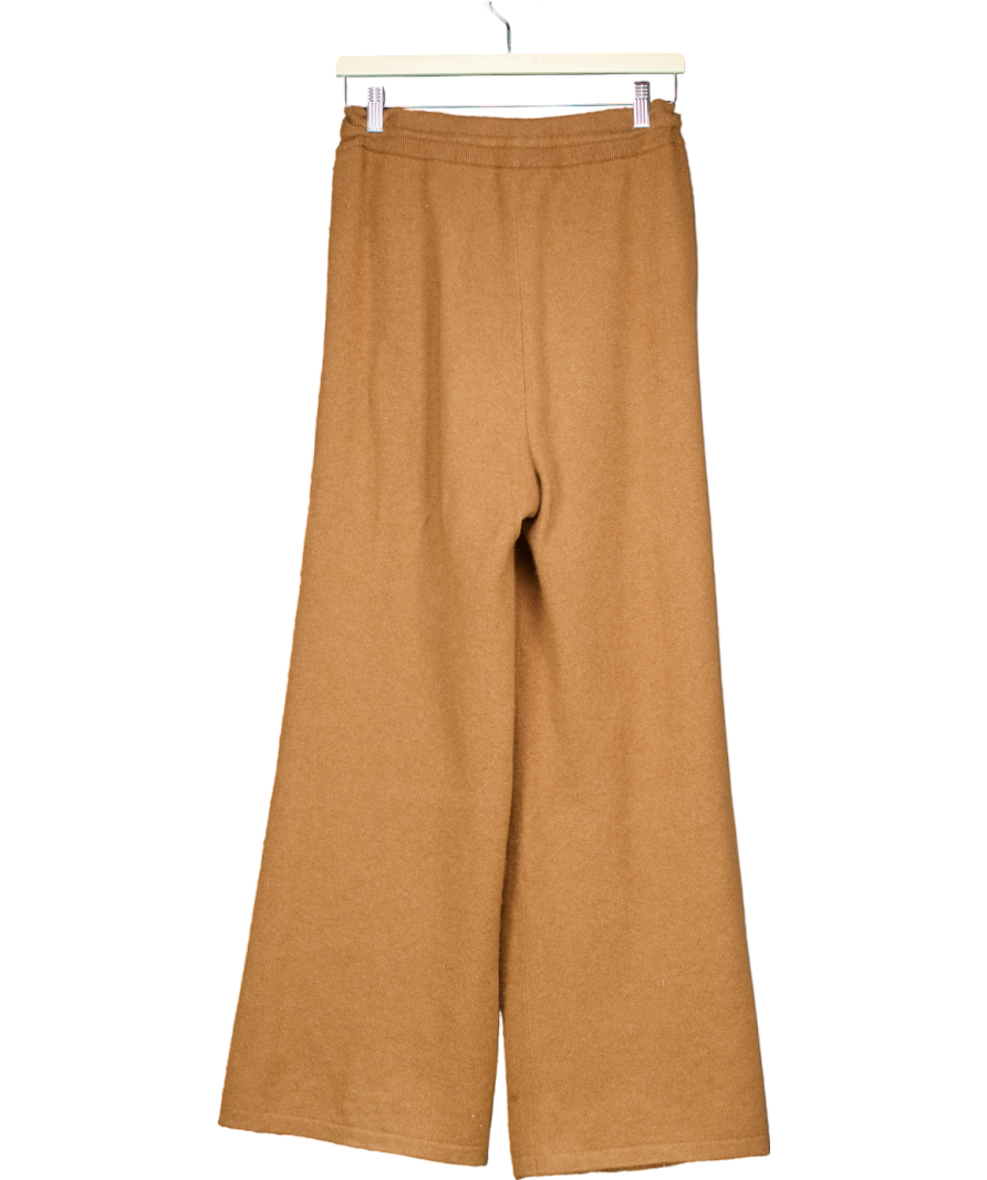 Lily Silk Brown Cashmere Wide Leg Sweatpants UK S