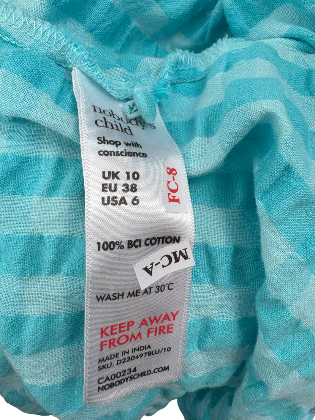 Nobody's Child Blue Starlight Gingham Midi Dress UK 10