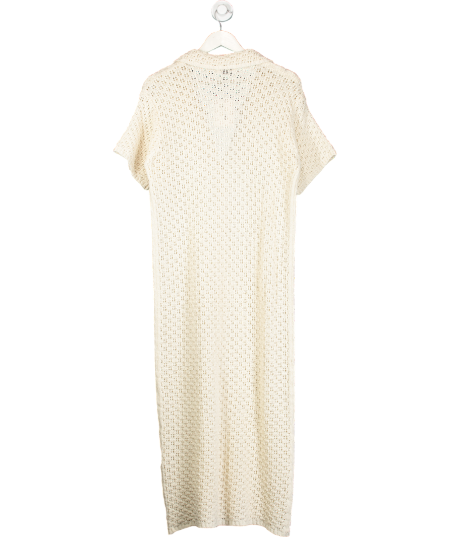 GLAMIFY Cream Crochet Shirt Maxi Dress UK S/M