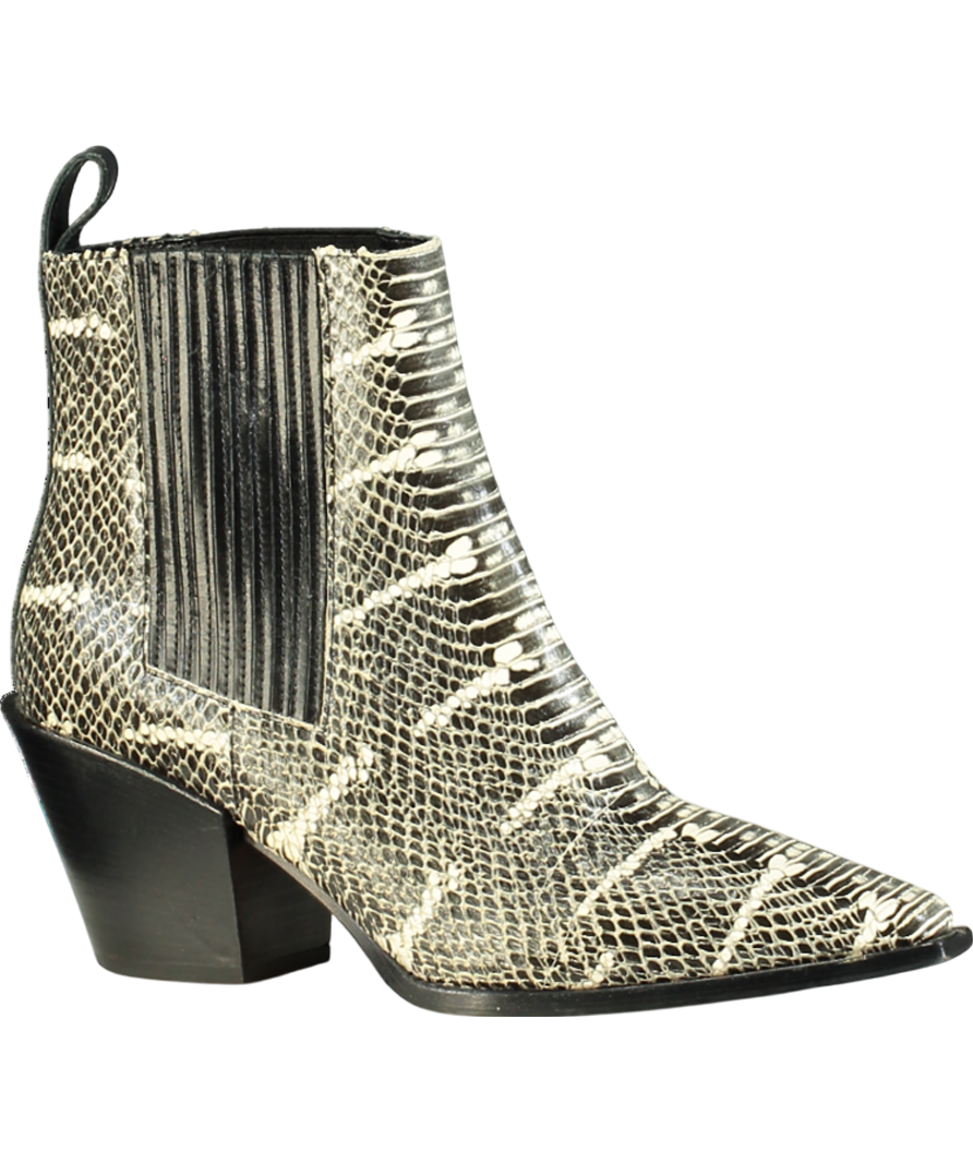 AEYDE Black Kate Snake-effect Leather Ankle Boots UK 8 EU 41 👠