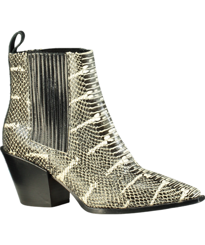 AEYDE Black Kate Snake-effect Leather Ankle Boots UK 8 EU 41 👠