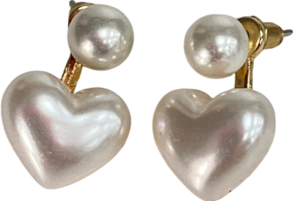 Metallic Pearl Heart Earrings