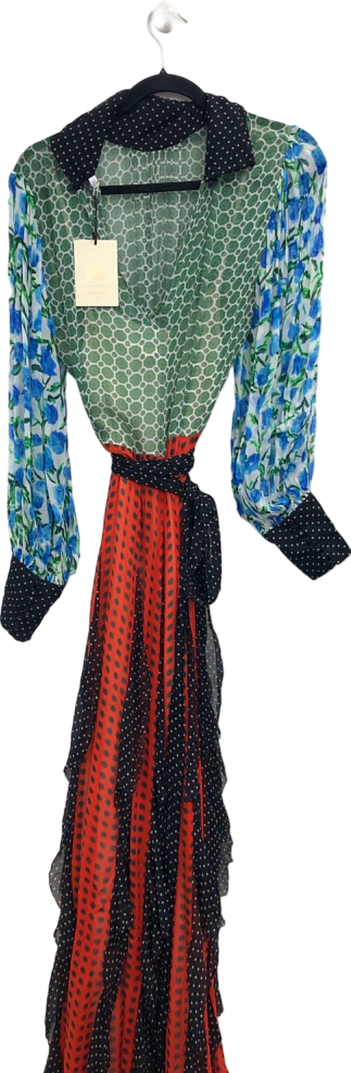 LK.BENNETT ROYAL ASCOT Alaina Mixed Print Georgette Maxi Dress UK 12