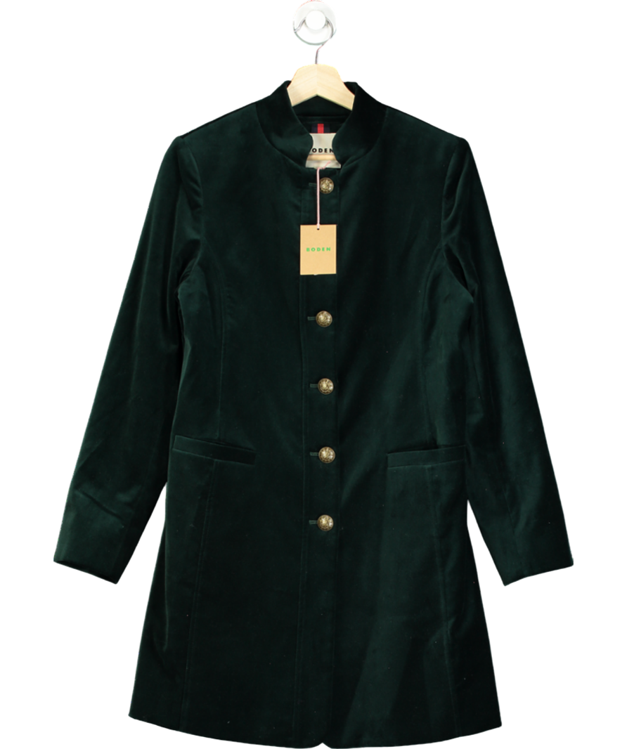 Boden Green Hamilton Velvet Coat UK 8