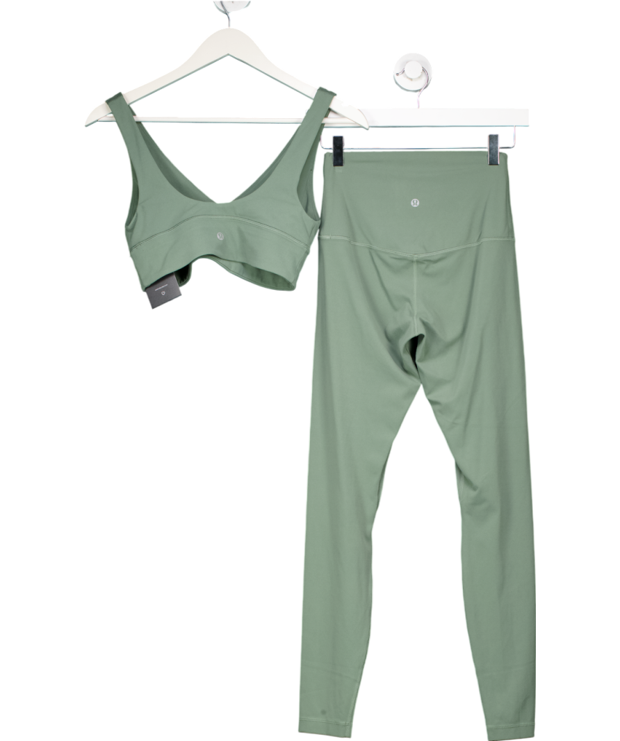 Lululemon Green 2 -piece Active Wear Leggings And Top Set- Top Uk 12 / Leggings UK 10