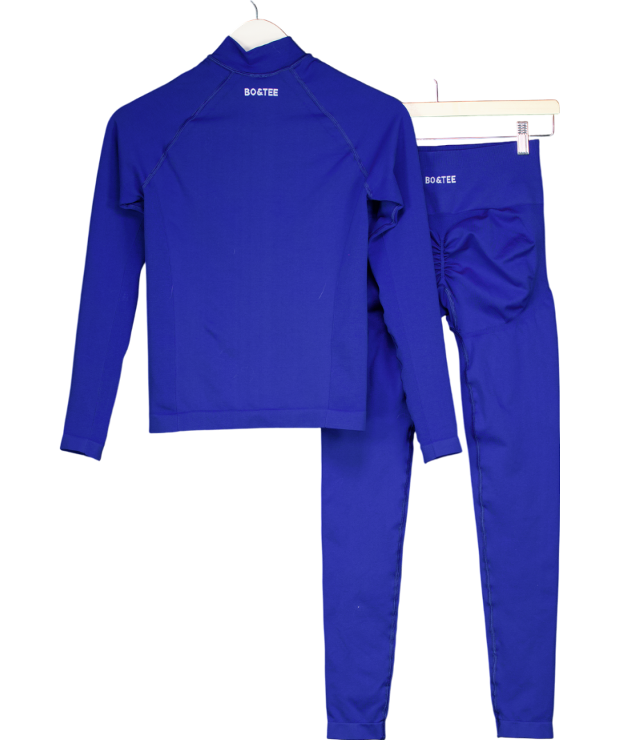 Bo & Tee Blue Luxe Zip-up Jacket And Leggings Set UK S
