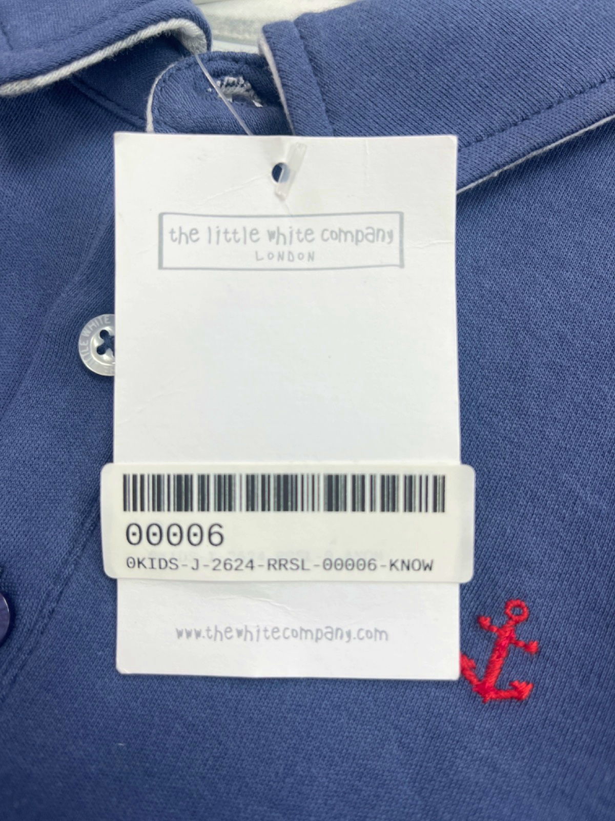 The Little White Company Blue Anchor Polo Top 4-5 Years