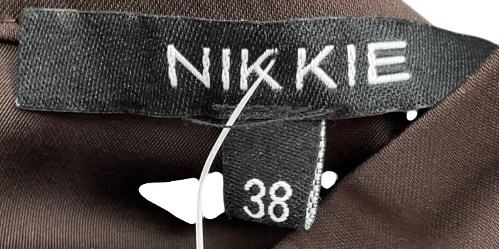 nikkie Brown Satin Look Flared Arms Blouse UK 8