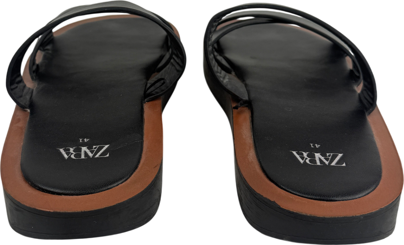 ZARA Black Flat Cross Cross Strap Sandals UK 8 EU 41 👠