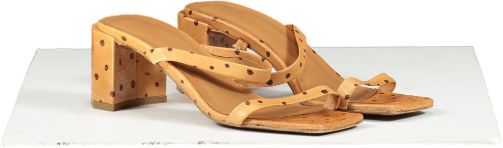 BY FAR TAN LEATHER DOTTED HEELED MULES UK 2