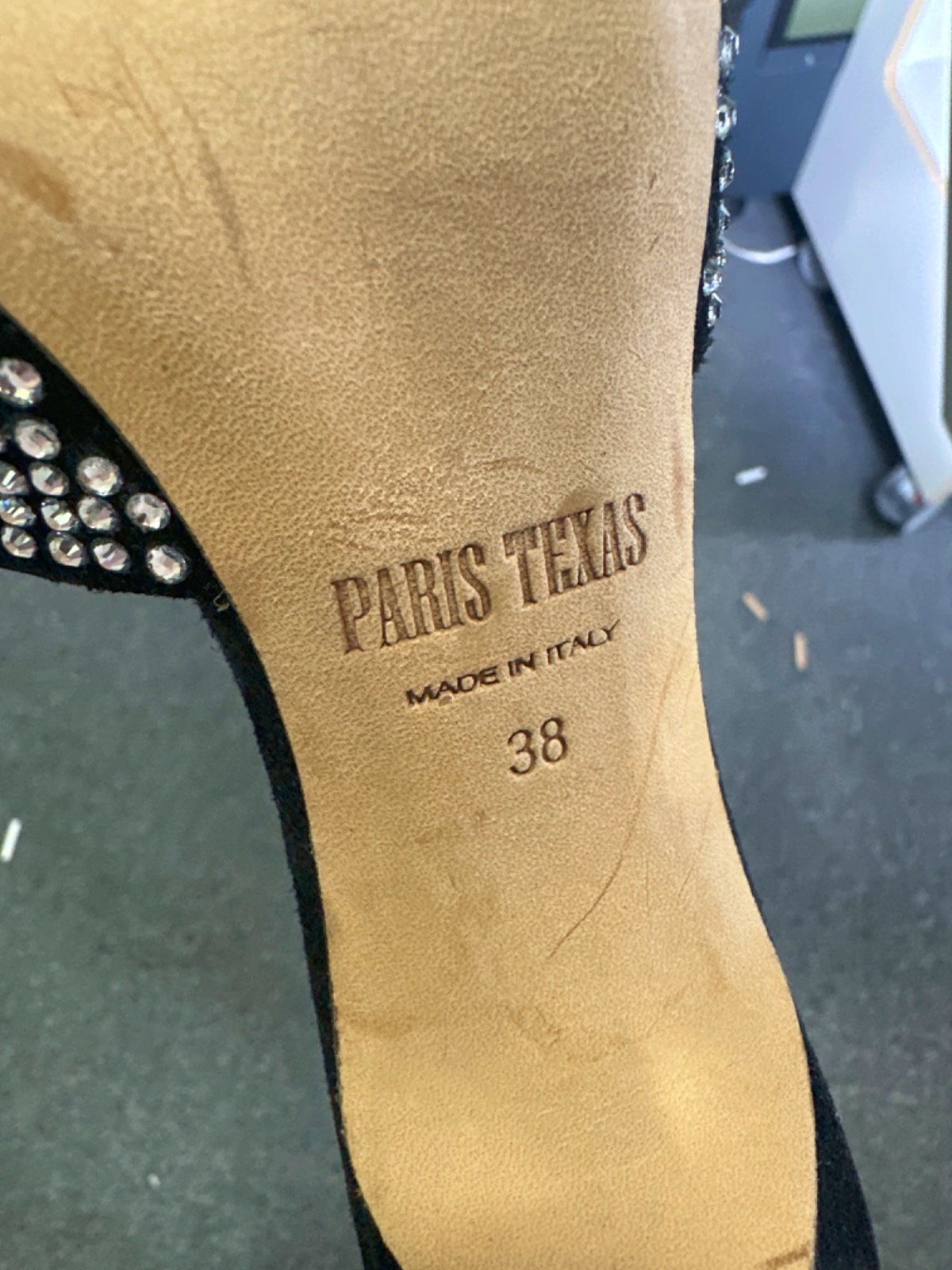 Paris Texas Black Holly Stiletto Crystal Embellished Mules UK 5 EU 38