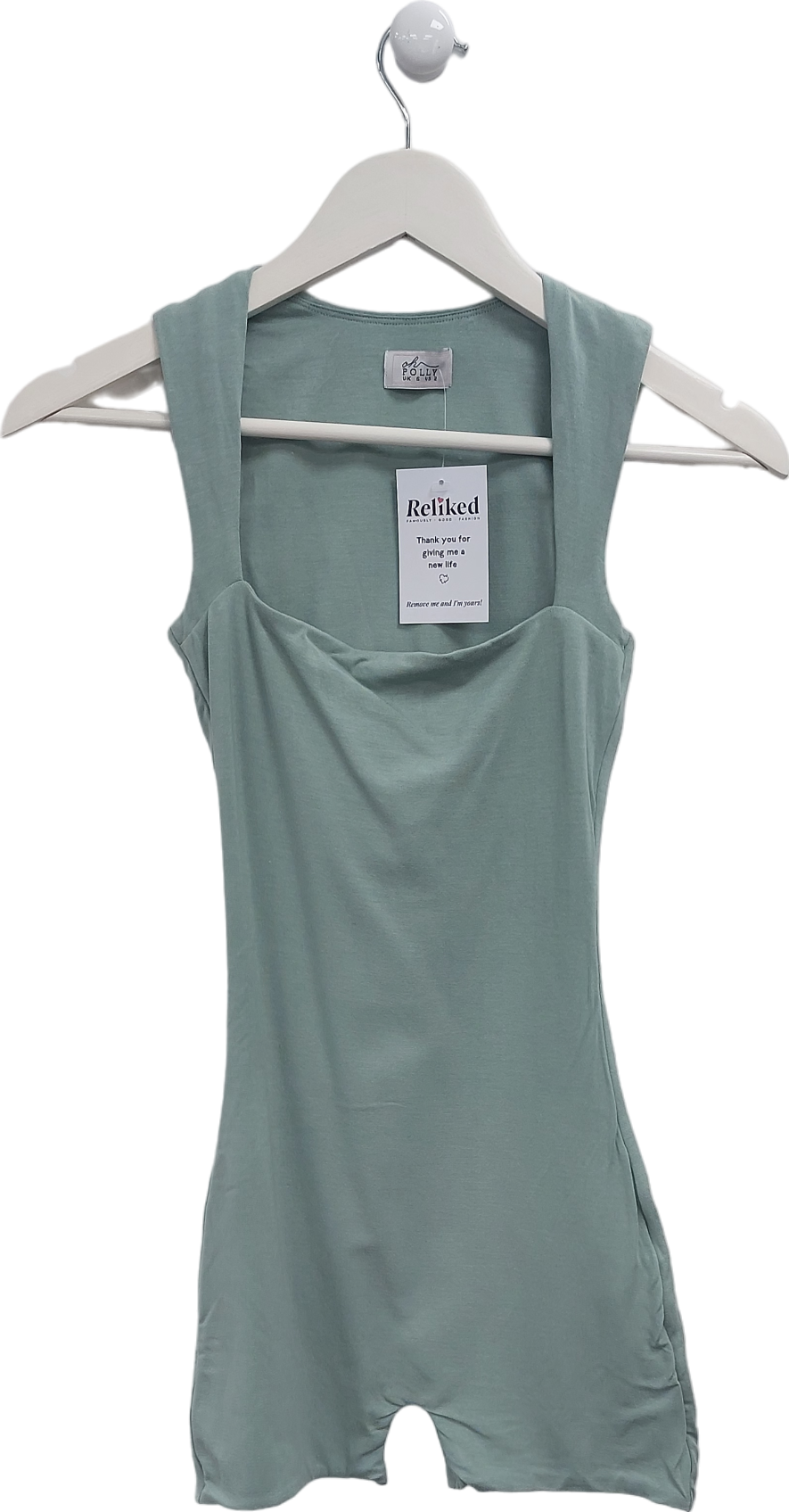 Oh Polly Square Neck Unitard In Bsmboo Green UK 6