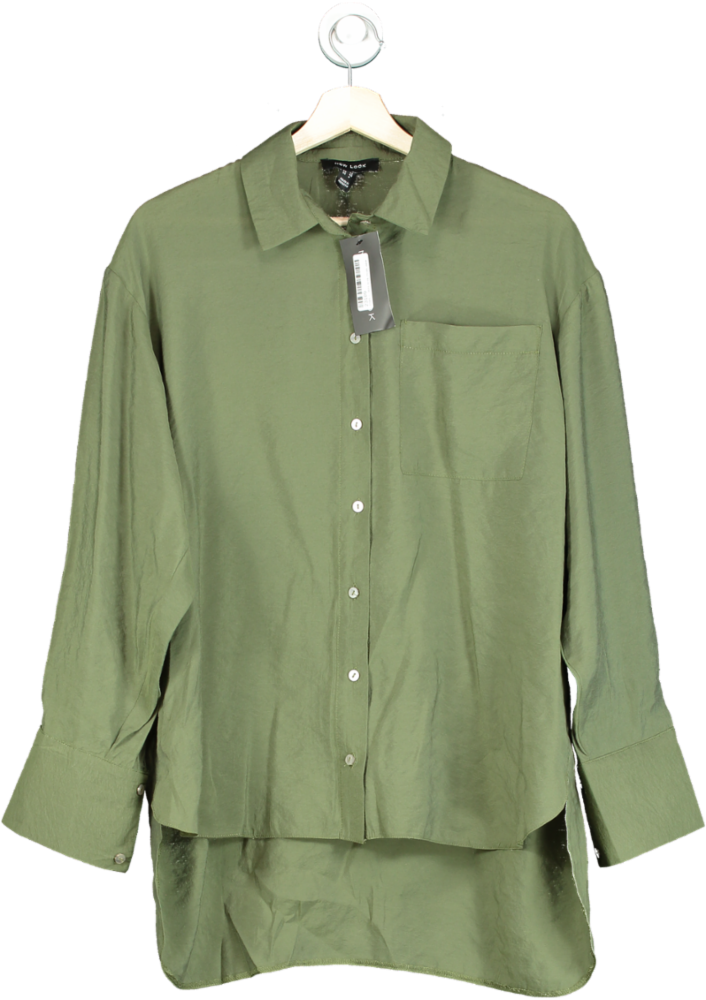 New Look Khaki Green Collar Long Sleeve Shirt UK 12