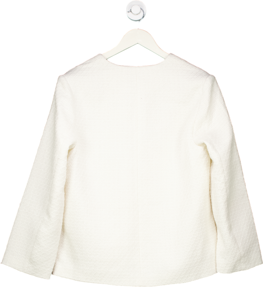 NA-KD White Oversized Tweed Button Detail Jacket EU 36 UK 8