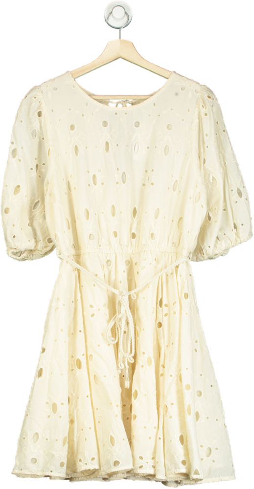 River Island Cream Eyelet Dress UK 14