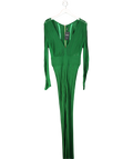 Balmain Green Ribbed Plunge Jumpsuit UK 10
