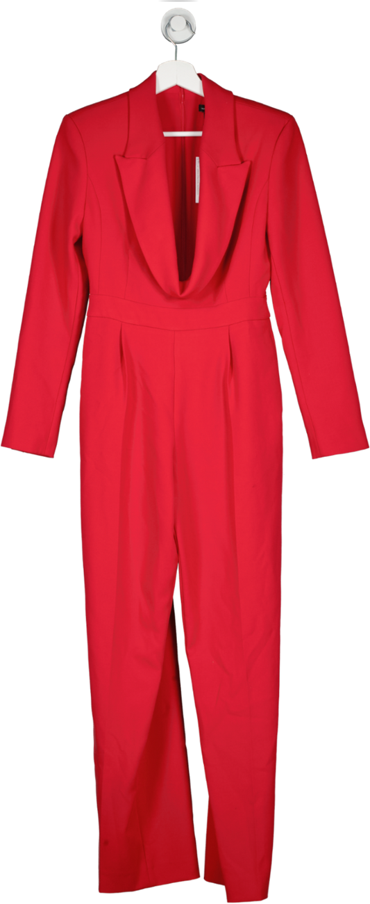 Karen Millen Red Curved Neckline Tailored Blazer Jumpsuit UK 8