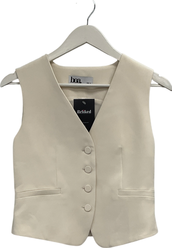 BOA Cream Classic Tailored Waistcoat UK XS