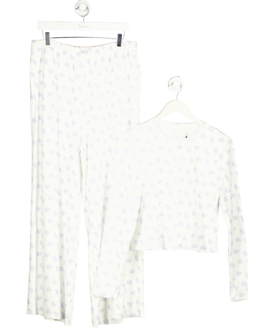 TALA White Croissant Print Pyjama Cardigan And Trousers UK XL