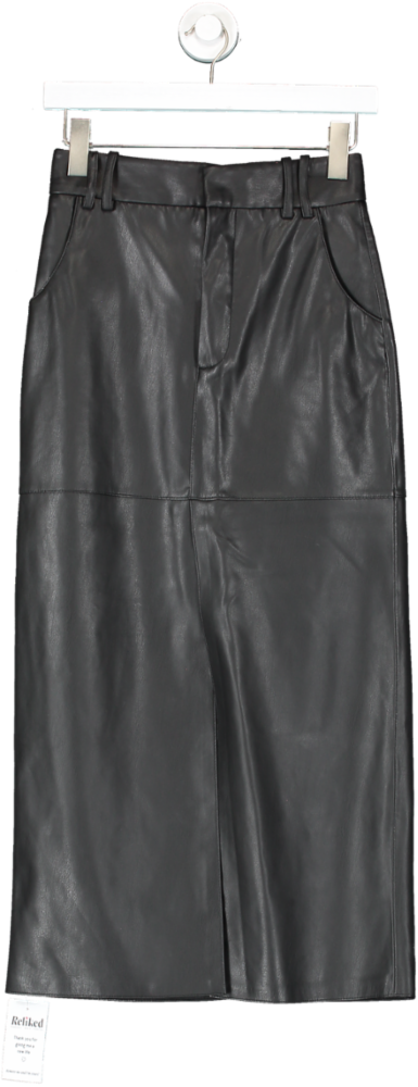 ZARA Black Leather Look Trousers UK XS