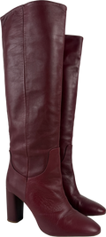 ZARA Red Burgundy Leather Knee High Boots UK 8 EU 41 👠