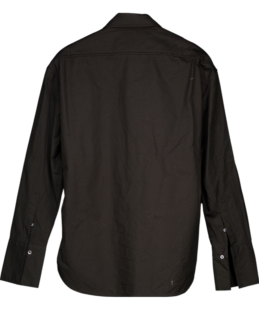 FRANKIE SHOP Black Tie Waist Cotton Shirt UK M/L