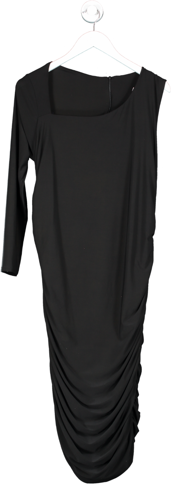 Club L Black One Sleeve Midi Dress With Side Ruching UK 20