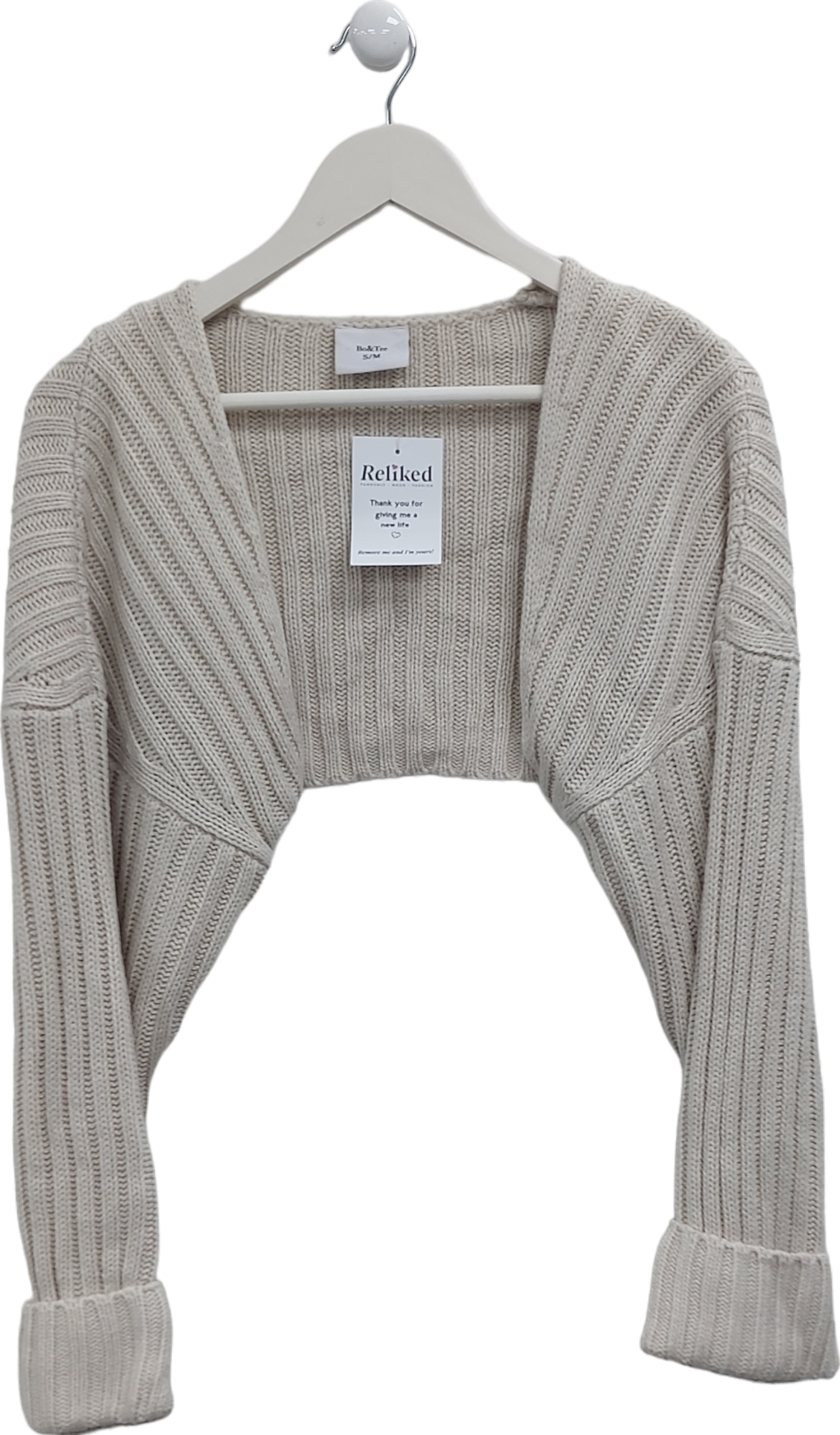 Bo+Tee Beige Chunky Knit Bolero UK S/M