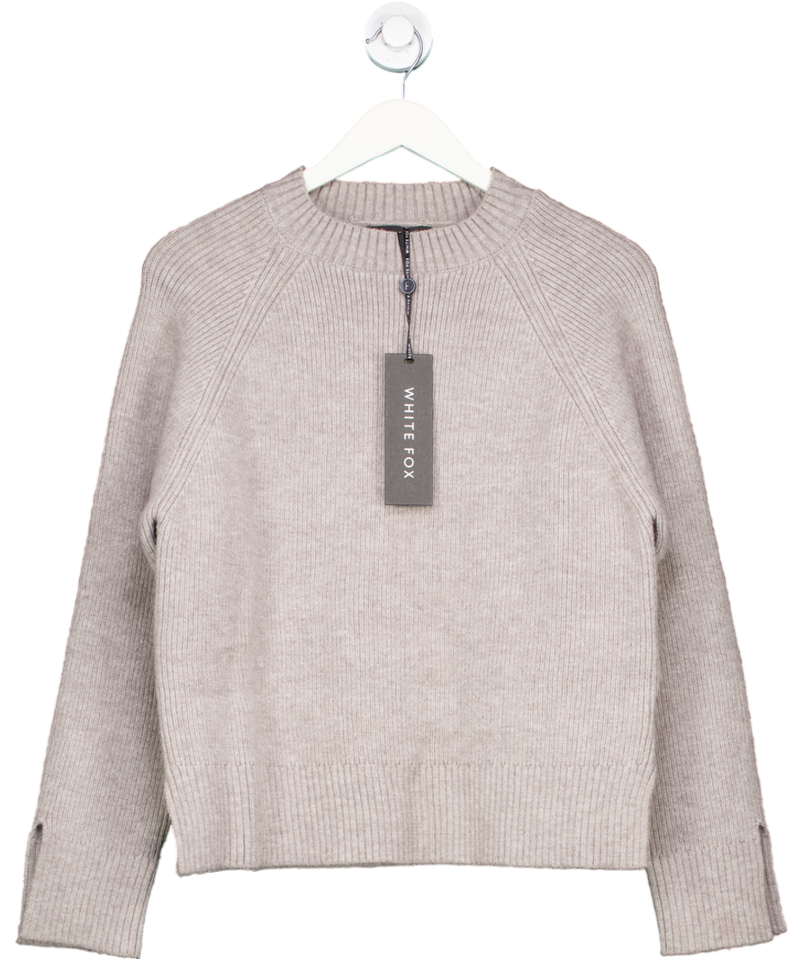 White Fox Grey Not Like Us Knit Sweater UK S/M